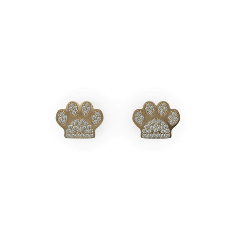 patte | Or Vermeil | Boucles d'oreilles à imprimé chiot avec diamants CZ